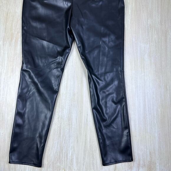 NWT Missguided Black Faux Leather Slim Leg High Rise Trousers Pants Size 12 - Picture 10 of 15